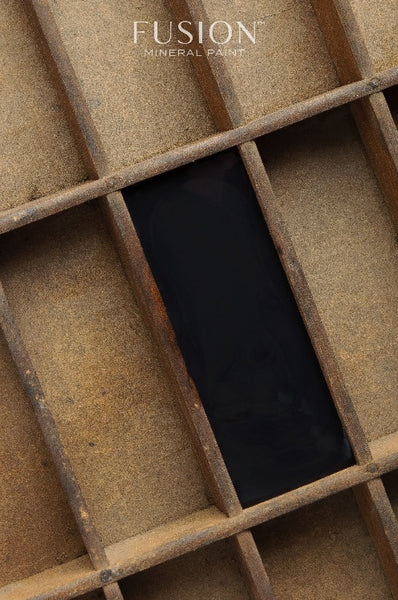 Fusion Mineral Paint | Rectangular slots filling image, one filled with Coal Black paint