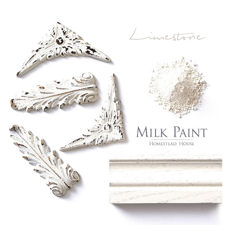 Homestead House Milk Paint | Limestone paint samples on white background.