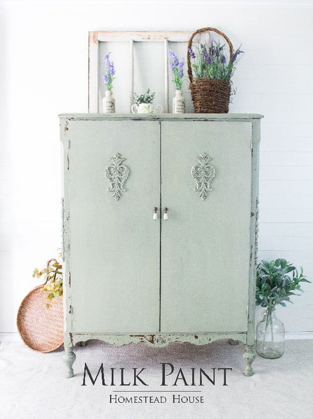 Milk Paint Homestead House | Cartier painted cupboard in dining room setting.