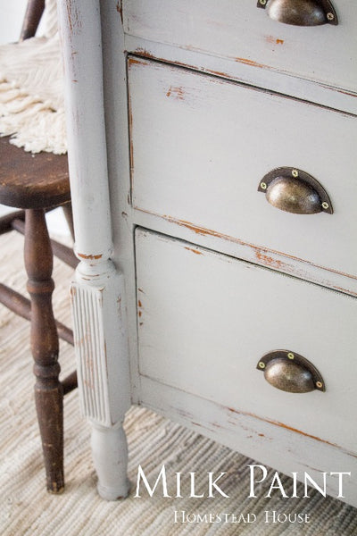Milk Paint Homestead House | Cathedral Taupe painted drawers.
