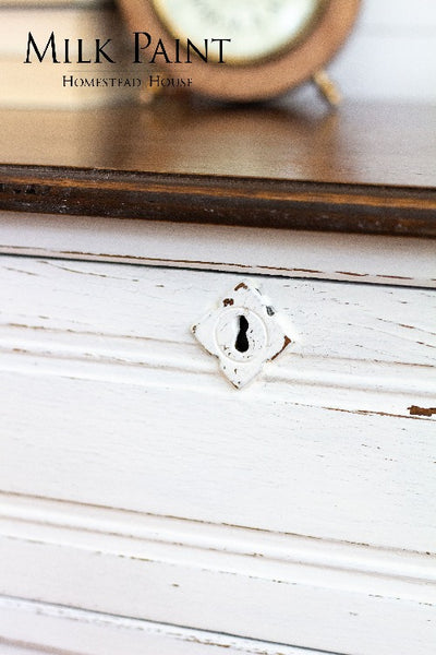 Milk Paint Homestead House | Sturbridge White painted vanity.