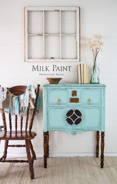 Milk Paint Homestead House | Laurentien painted dresser in a dining room setting. 