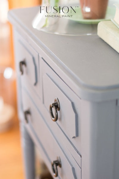 Fusion Mineral Paint | Dresser painted in Soapstone with other decor.