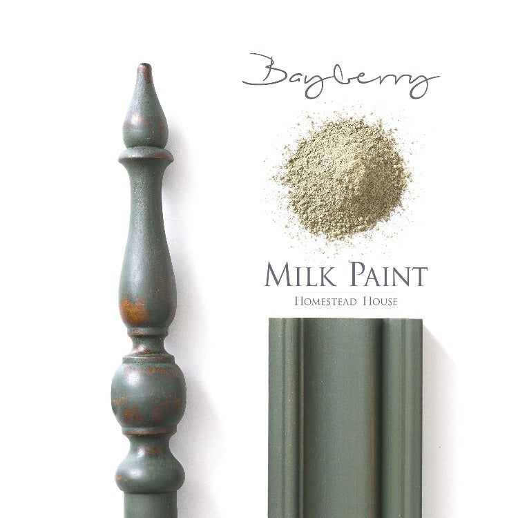 Homestead House Milk Paint | Bayberry paint samples on a white background.