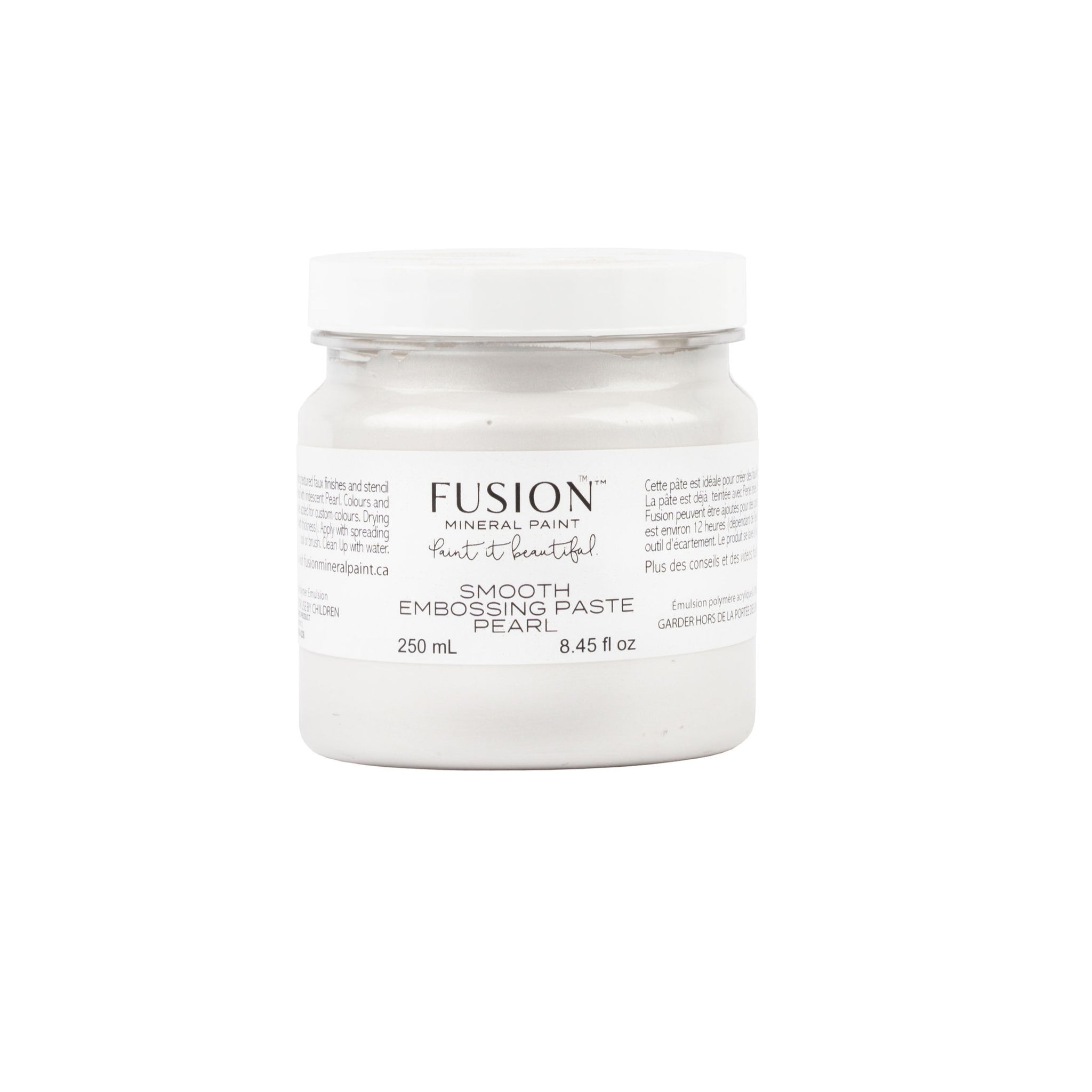 Fusion | Smooth Embossing Paste (Pearl) jar on white background.