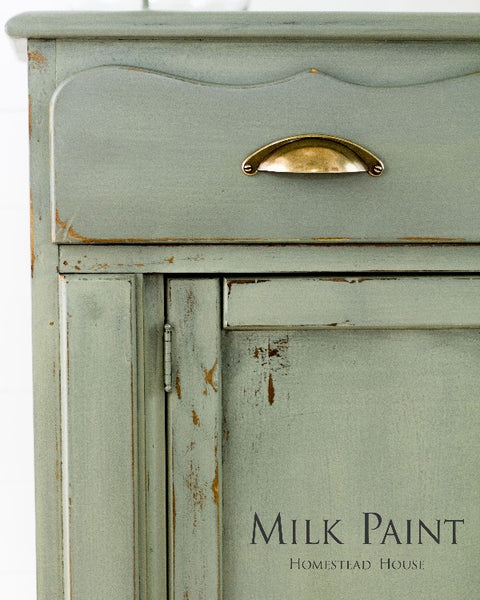 Milk Paint Homestead House | Acadia Pear painted dresser in living room setting.  