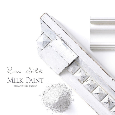Homestead House Milk Paint | Raw Silk paint samples on white background.