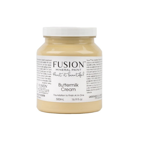Fusion Mineral Paint | Buttermilk Cream on white background.