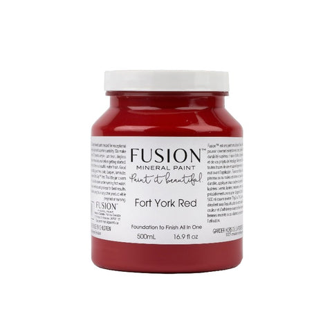 Fusion Mineral Paint | Fort York Red on white background.